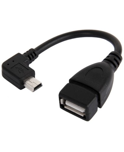 90 Graden Mini USB mannetje kabel naar USB 2.0 vrouwtje Type A Adapter Kabel met OTG functie, Lengte: 13cm