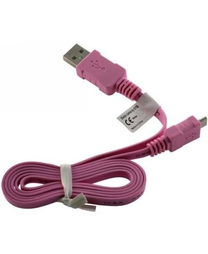 Micro USB Data Kabel Ultra Flat - Roze