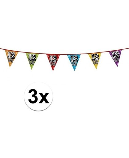 3x 12,5 jaar vlaggenlijn glitters  - verjaardag slingers