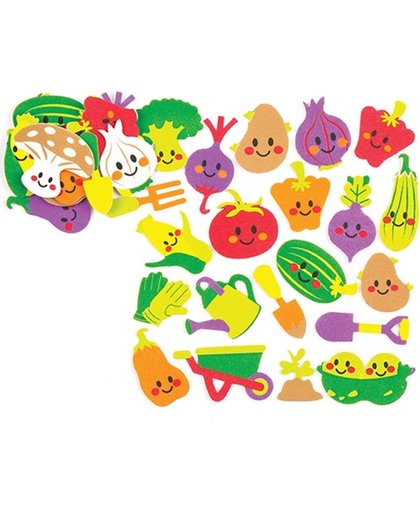 Stickers van foam met als thema de moestuin voor kinderen om te ontwerpen, maken en laten zien   Creatieve stickerknutselset voor kinderen (120 stuks per verpakking)
