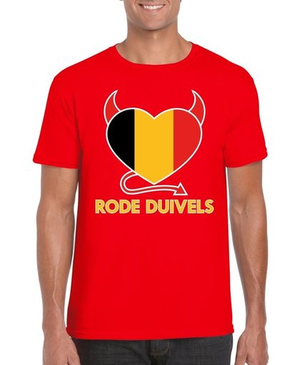 Rood Belgie rode duivels hart supporter shirt heren S