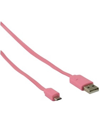2 stuks Micro USB Kabel Port USB Data Kabel voor Nokia, Sony Ericsson, Samsung Galaxy S6 / S5 / S IV, LG, BlackBerry, HTC, Amazon Lengte: 1m(roze)