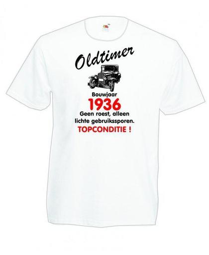 Mijncadeautje heren leeftijd T-shirt wit maat M - Oldtimer Bouwjaar (geboortejaar) 1936