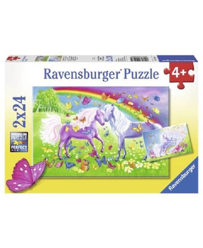 Regenboogpaarden- Kinderpuzzel - 2x 24 Stukjes