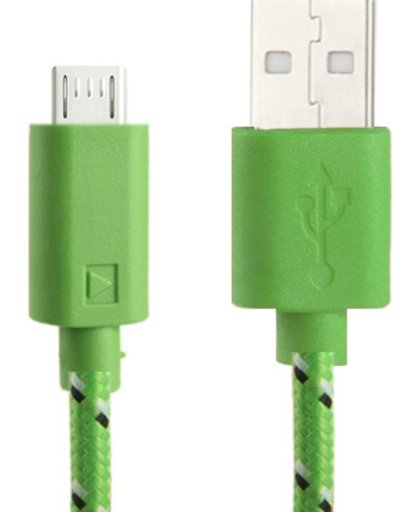 nylon netting style micro 5 pin USB data transfer / laad kabel voor samsung galaxy s iv / i9500 / s iii / i9300 / note ii / n7100 / nokia / htc / blackberry / sony, lengte: 1m (grass green)