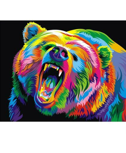 Kleurrijke beer - Diamond Painting 25x30 (Volledige bedekking - Vierkante steentjes)