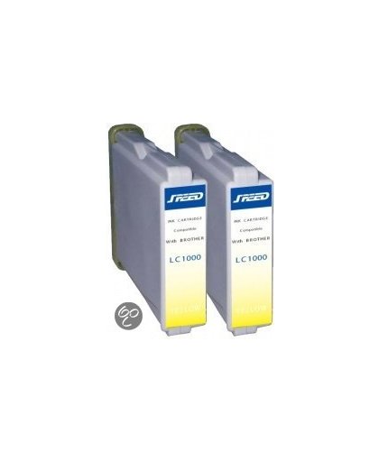 Merkloos - Inktcartridge / Alternatief voor de Brother LC 1000XL / Geel / Hoge Capaciteit / 2-pack