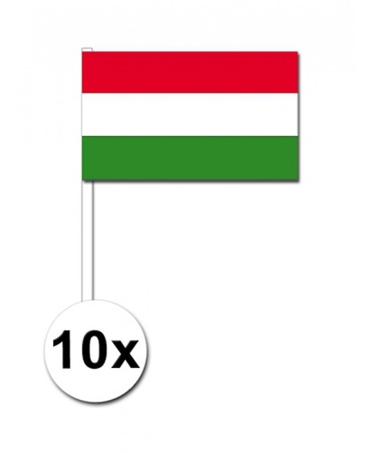 10 zwaaivlaggetjes Hongarije 12 x 24 cm