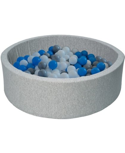 Ballenbad - stevige ballenbak - 90 x 30 cm - 150 ballen - wit blauw grijs
