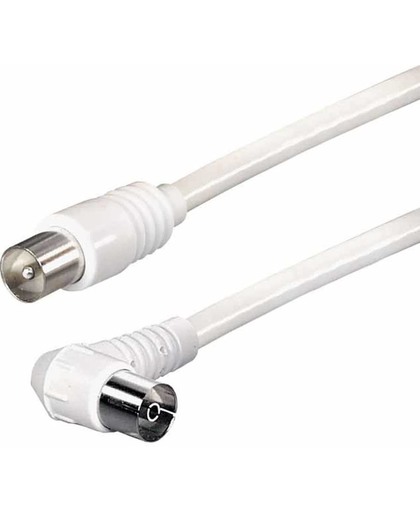 PremiumConnect eenvoudige witte coaxkabel met recht-haaks connectoren - 5 meter