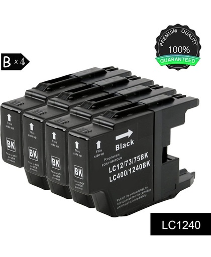 Inktcartridges Compatible voor Brother LC1240 LC1280 Zwart Inktcartridges Werk met Brother MFC-J280W, MFC-J425W, MFC-J430W, MFC-J6510DW, DCP-J925DW, Pack of 4