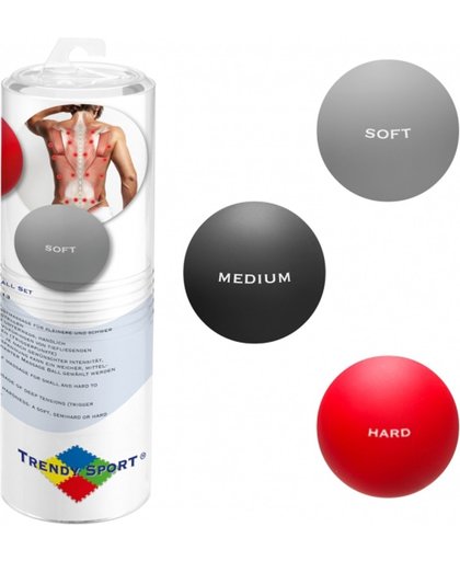 Trendy Sport Massageballen - set van 3 ballen - Trendy Tres Forca - Trigger point therapie ballen - 3 verschillende hardheden - Zacht - Middel - Hard