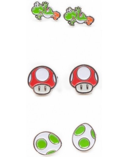 Nintendo - Set of 3 Pair Studd Earrings with Yosi, Egg and Mushroom