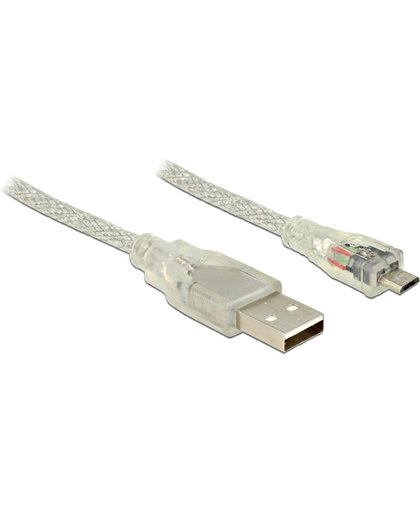 DeLOCK 0.5m, USB2.0-A/USB2.0 Micro-B 0.5m USB A Micro-USB B Mannelijk Mannelijk Transparant USB-kabel