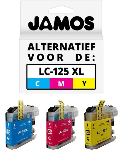JAMOS - Inktcartridges / Alternatief voor de Brother LC-125CMY XL Kleuren Voordeelset
