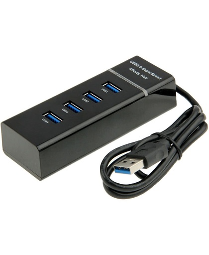 4 Poorts USB 3.0 HUB, super snel 5Gbps, Plug en Play, met LED Power Indicator, BYL-P104 (zwart)