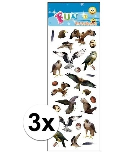 3x Stickervellen roofvogels - dieren stickers