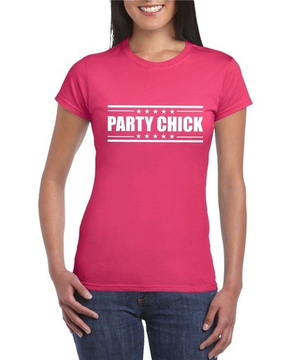 Party chick t-shirt fuchsia roze dames L