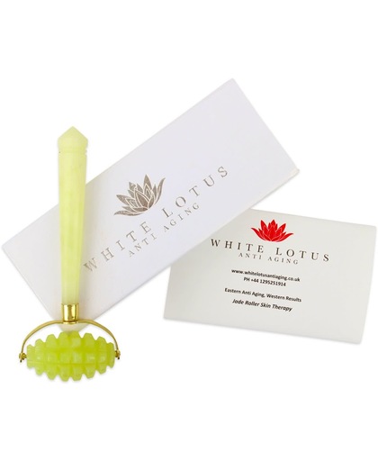 White Lotus Anti Aging Jade Roller: massage roller voor het gezicht met 100% jade kristal. Helpt bij het verminderen van rimpels, voor een goede huidverzorging.