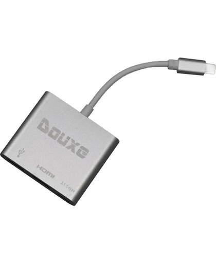 USB C 3.1 hub naar HDMI Adapter (4K), 3.0 USB en USB Type C door Douxe© voor de nieuwste Apple MacBook, Apple MacBook Pro, Google Chromebook, Dell, Lenova, Lumia en LG met een USB C aansluiting