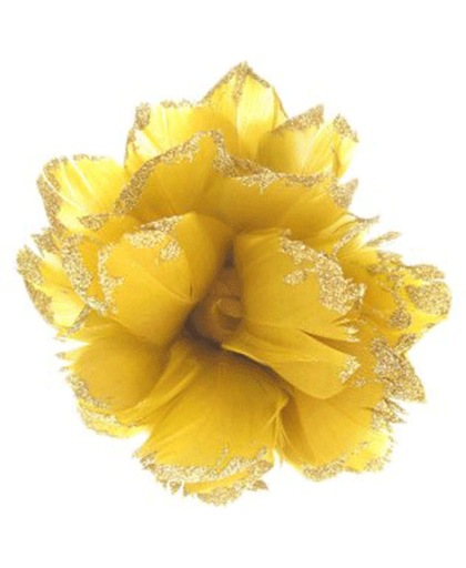 Goudgele bloem decoratie met glitters