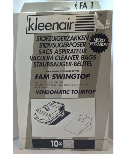 Kleenair stofzuiger zak papier met micro filtration - fam swingtop / vendomatic tourtop stofzuigerzakken