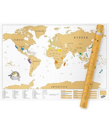 Kraskaart Wereldkaart – Kras wereldkaart – Kraskaart wereld – Scratch map – 88 x 52 cm