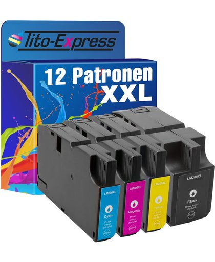 Tito-Express PlatinumSerie PlatinumSerie 12 Cartridges XXL Compatible voor Lexmark 200 XL 210 XL 14L0197 14L0198 14L0199 14L0200/Lexmark: OfficeEdge Pro 4000/OfficeEdge Pro 5500
