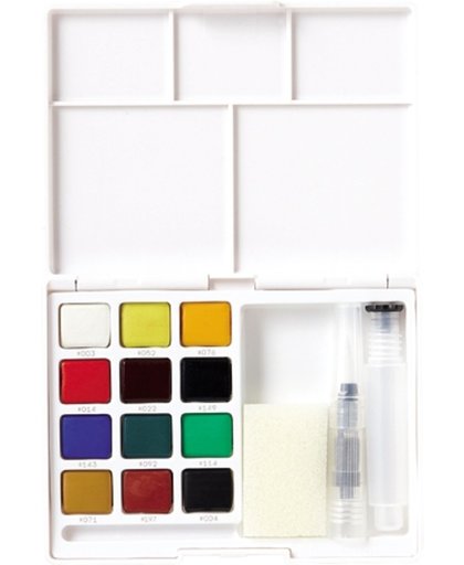 Koi Water Colors aquarel sketch pocketbox 12 kleuren met brush brushpen penseelpen penseelstift
