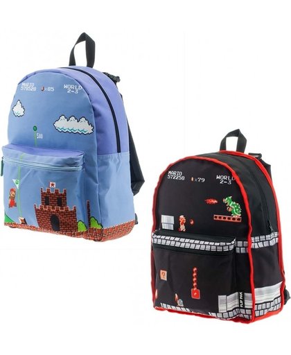 Nintendo - Classic Mario Reversible Backpack Black/Blue