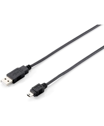 Equip USB A/mini-USB B 2.0 1.8m 1.8m USB A Mini-USB B Mannelijk Mannelijk Zwart USB-kabel