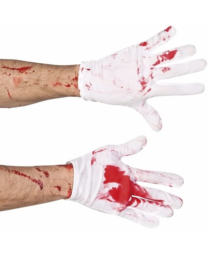 Korte witte handschoenen met bloed