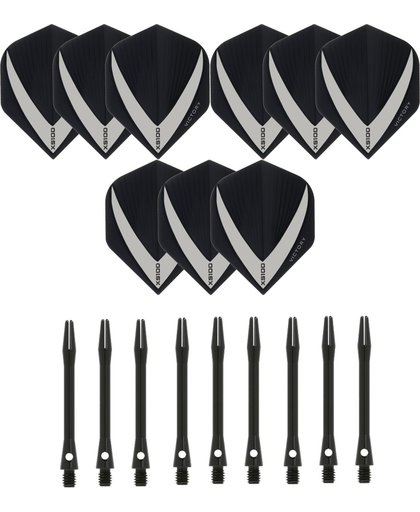 3 sets (9 stuks) Super Sterke – Smokey - Vista-X – darts flights – inclusief 3 sets (9 stuks) - medium - Aluminium - zwart - darts shafts