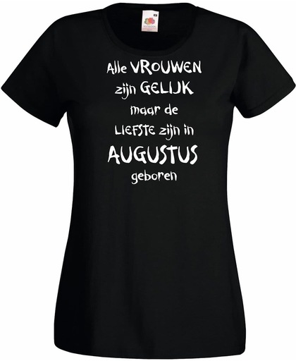 Mijncadeautje - T-shirt - zwart - maat M - Alle vrouwen zijn gelijk - augustus