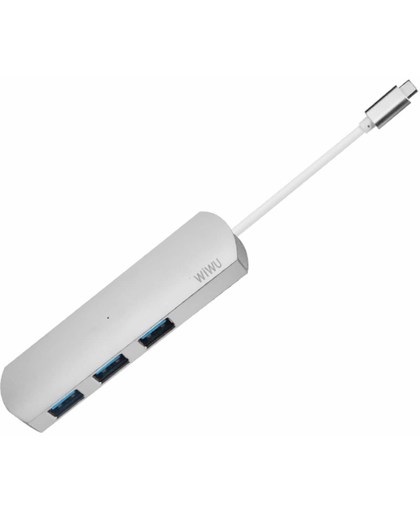 T1 USB Type C naar 3-poort USB 3.0 Adapter Hub - Zilver