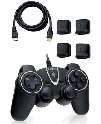 Bigben Controller + Hdmi Kabel + Triggers Zwart PS3 + PC