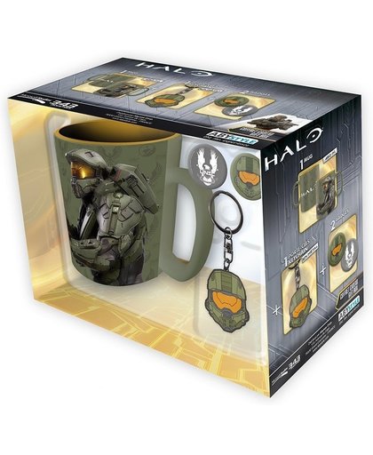 Halo Mug + Keychain + Badges