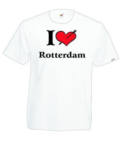 Mijncadeautje Heren T-shirt wit maat L I love Rotterdam