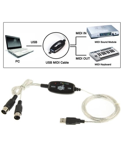 USB to MIDI toetsenbord Interface Converter Kabel Adapter