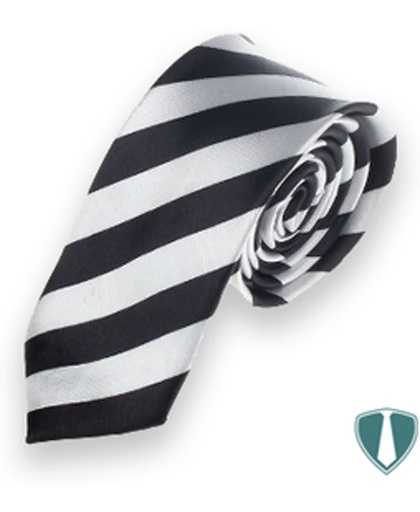 Skinny stropdas zwart wit gestreept