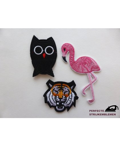 Strijk embleem ‘Wilde dieren patch set (3)’ – stof & strijk applicatie