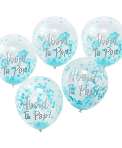 Ballonnen About To Pop gevuld met blauwe confetti (5 stuks)