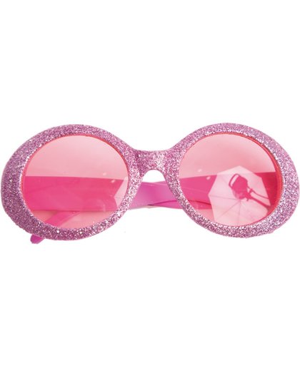 Roze glitter bril - Feestartikelen