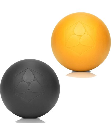 #DoYourFitness - 2x Lacrosse Bal - »Lio« - massagebal voor fasciatraining - 6 cm diameter - zwart / geel