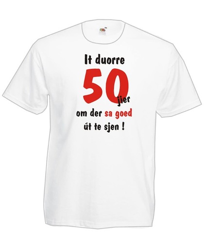 Mijncadeautje Frysl�n T-shirt It duorre 50 jier Heren WIT (maat L)