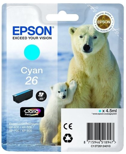 Epson C13T26124022 inktcartridge Cyaan 4,5 ml 300 pagina's