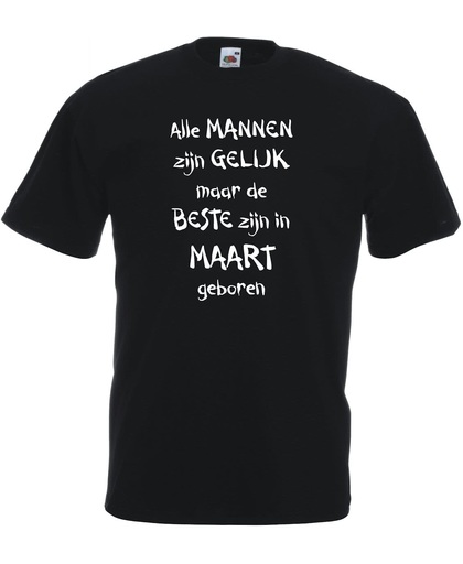 Mijncadeautje - T-shirt - zwart - maat XL -Alle mannen zijn gelijk - maart