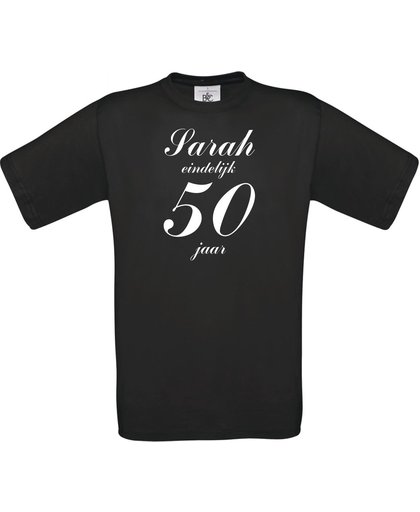 Mijncadeautje - T-shirt - Sarah eindelijk 50 - Zwart (maat S)