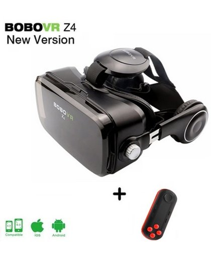 BOBOVR VR Z4 - IMAX 3D Virtual Reality Bril Headset met ingebouwde koptelefoon - Verstelbare band - Scherpe Lenzen - Eclipse Black + Premium Handheld Controller Rood