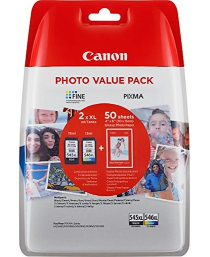 Canon PG-545XL/CL546XL inktcartridge Zwart, Cyaan, Geel, Magenta 8 ml 9 ml